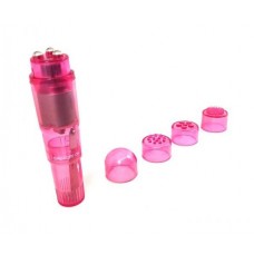 Cloud 9 Novelties Mini Massager Pocket Rocket Pink & 4 Attachments