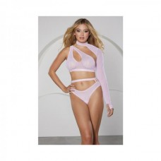 Allure Modern Muse Halter & Panty with Collar Sleeve Pink M