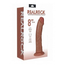 Realrock 8 In. Vibrating And Rotating Cock Regular Curved Tan